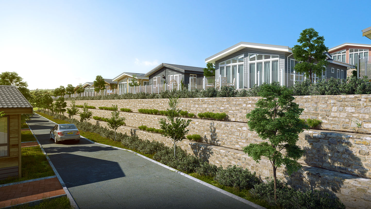 CGI imagery of lodge holiday park